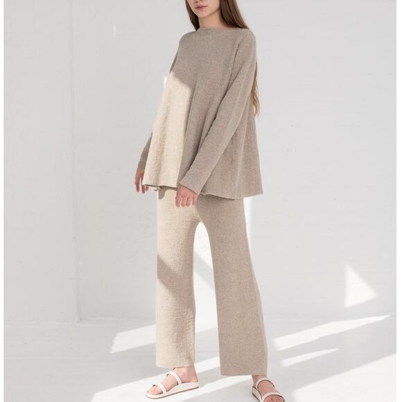 Lauren Manoogian New Miter Pants + Flare Pullover Cotton Pumice Taupe Sz 3 Large - Picture 1 of 16